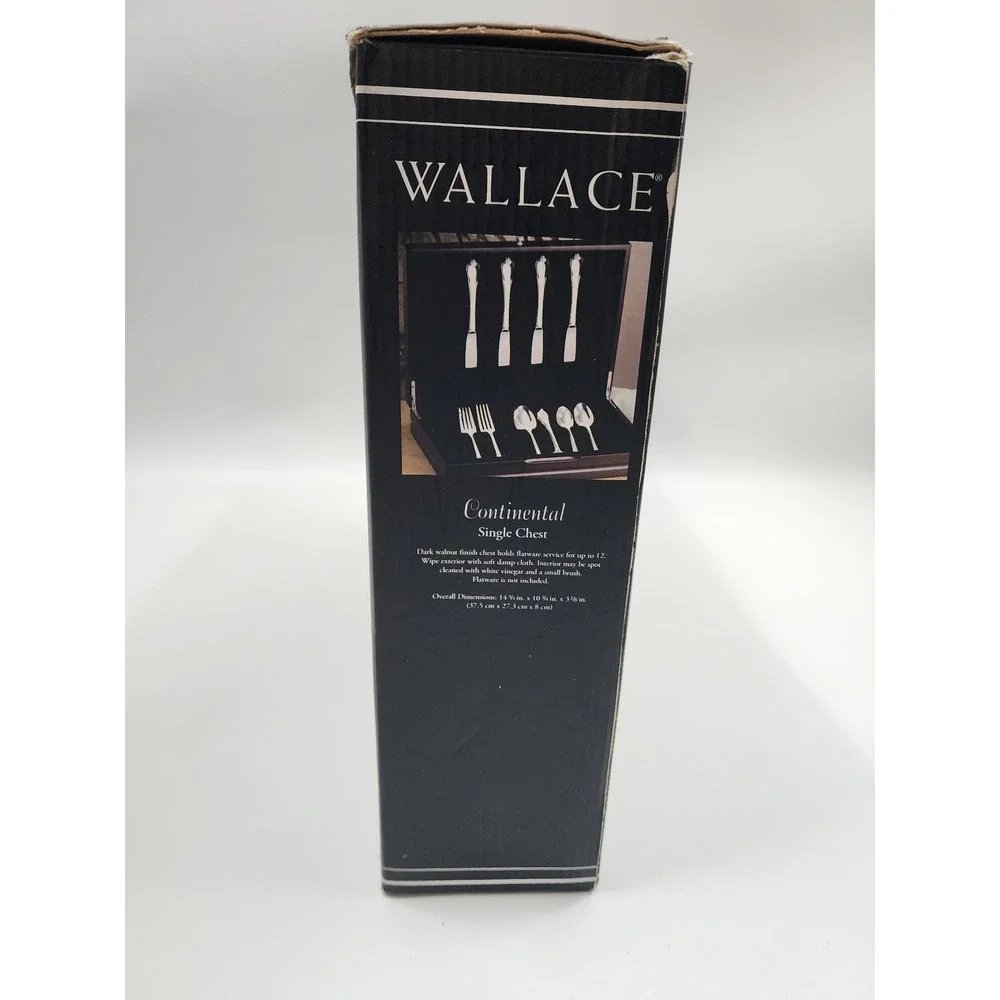 Wallace Silversmiths Continental Single Chest Flatware Box Mahogany Wood Finish